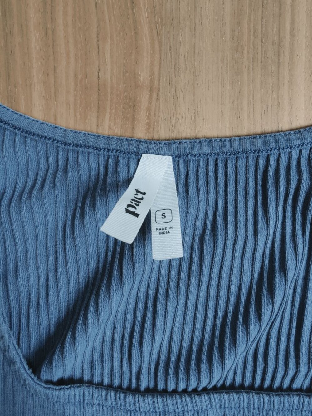 Pact Square Neck Ribbed Tank Top Size Small Blue - Picture 3 of 4